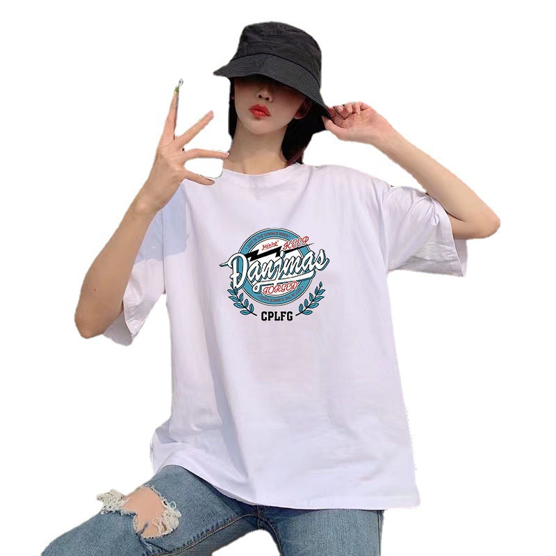 2024 Spring/Summer White Pure Cotton Women's Short Sleeve T-Shirt Korean Style Loose Fresh Ladies Base T-Shirt Top Wholesale