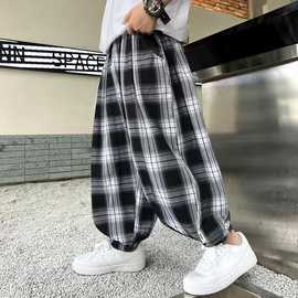 男童裤子夏季薄款格子防蚊裤批发新款儿童夏装中大童灯笼裤帅气潮