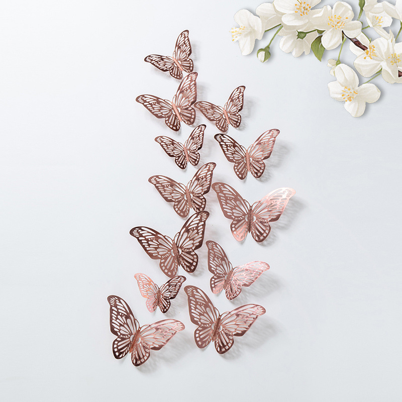 3D 3D color simulación mariposa pegatinas de pared sala de estar dormitorio fondo decoración de pared sentido avanzado hogar creativo bricolaje