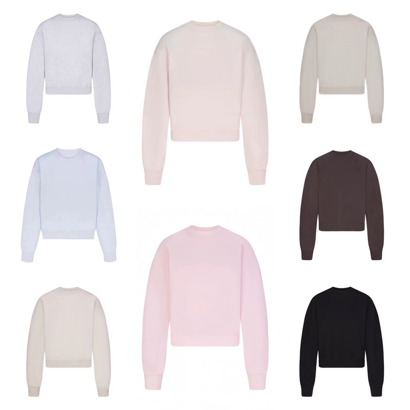 High-Quality Matching Skims Kardashian 25 Fall/Winter New Light Pink Casual Everyday Fleece-Lined Crew Neck Sweatshirt Long High-Quality Matching Skims Kardashian 25 Fall/Winter New Light Pink Casual Everyday Fleece-Lined Crew Neck Sweatshirt Long