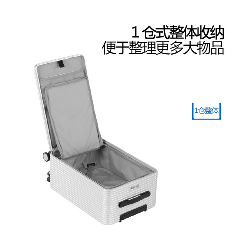 Aluminum-Magnesium Alloy Full Metal Rolling Suitcase with Front-Opening Laptop Compartment - 16/20/24 Inches, Unisex Travel Suitcase, Hard Case