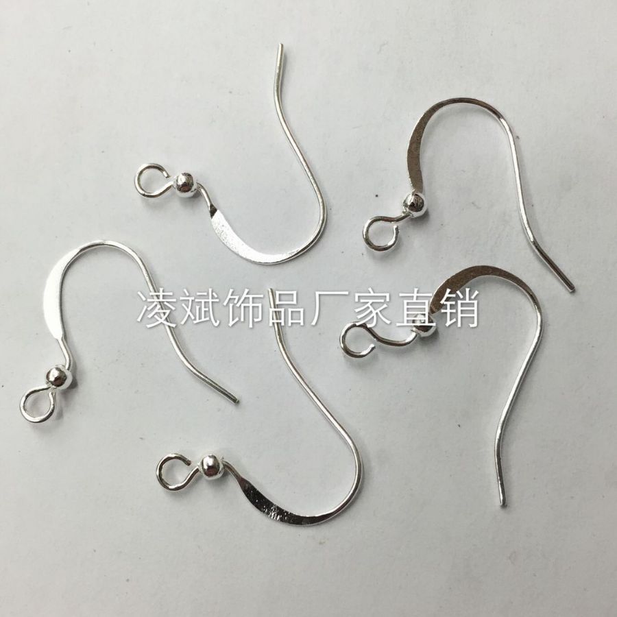 铜镀大耳勾 耳环 压扁带珠耳钩 弹簧珠针耳沟饰品配件鱼钩耳饰