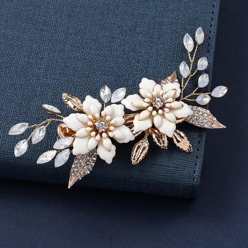  New Flower Pointed Mouth Clip Handmade Retro Hair Clip Women's Fashion Bridal Headwear Photo Hairstyle Accessories