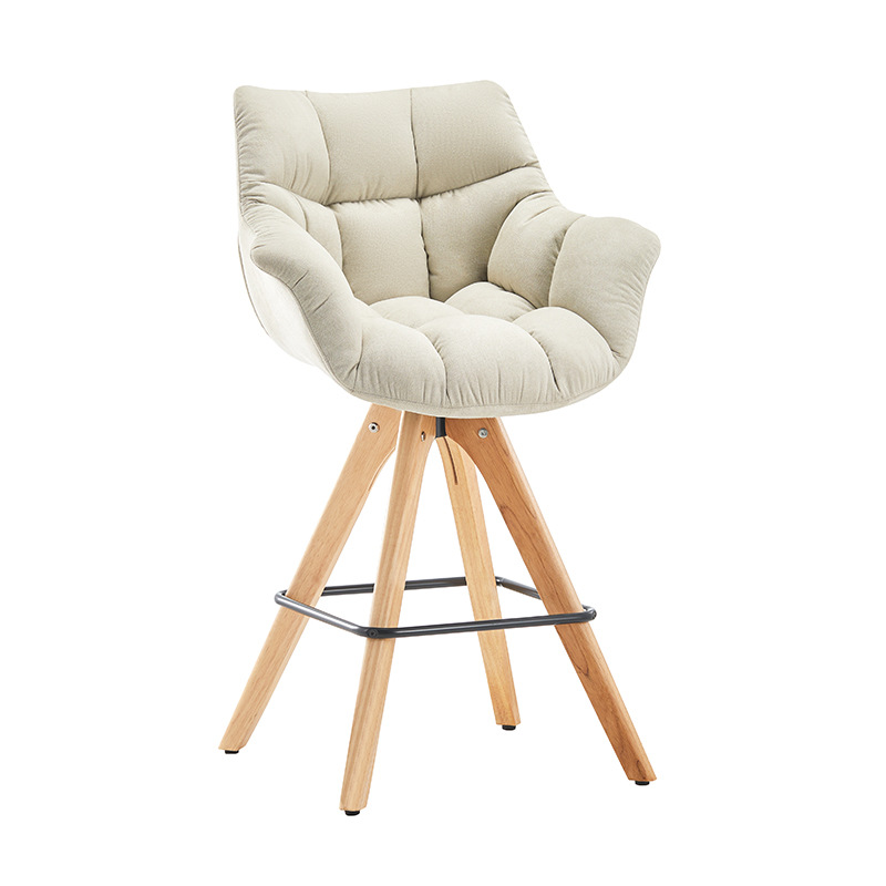 Silla de bar de estilo crema nórdica, silla de bar giratoria de lujo, silla de bar de alta calidad, taburete de recepción, silla de bar image 6