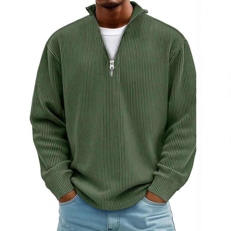 2025 Autumn and Winter Amazon New Men's Clothing European and American Style Stand-Up Collar Zipper Corduroy Long-Sleeved Cross-Border Polo Shirt Men's Sweatshirt 2025 Autumn and Winter Amazon New Men's Clothing European and American Style Stand-Up Collar Zipper Corduroy Long-Sleeved Cross-Border Polo Shirt Men's Sweatshirt