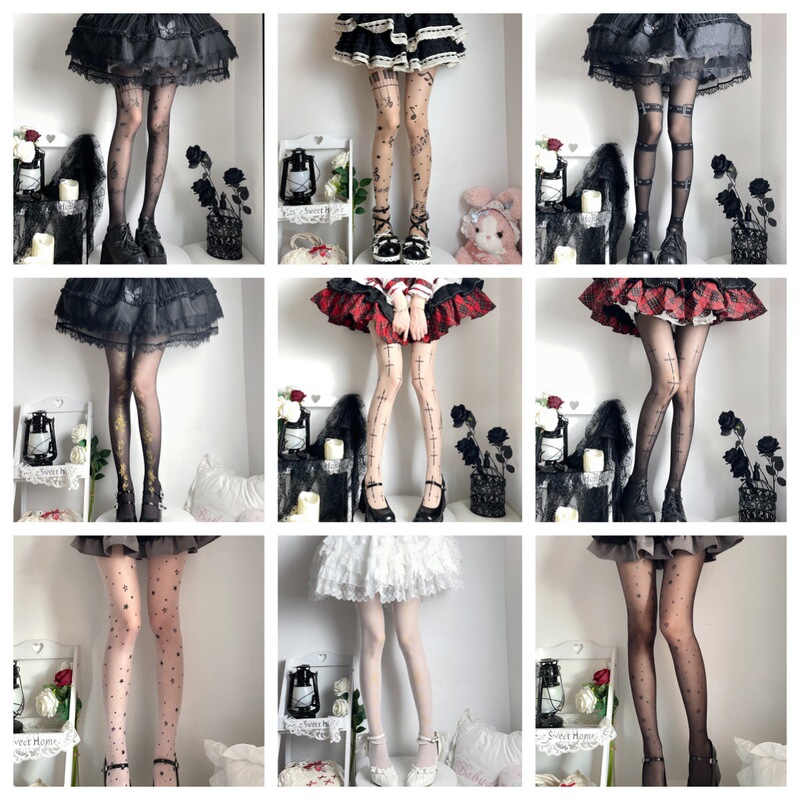 2026 New Sweet Musical Note Pantyhose for Women, Thin Style with Unique Star and Cross Print, Sexy Black Stockings 2026 New Sweet Musical Note Pantyhose for Women, Thin Style with Unique Star and Cross Print, Sexy Black Stockings