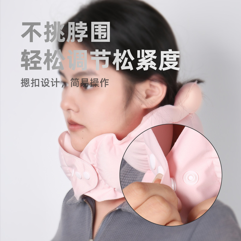 充气u型枕加高牛奶丝充气护颈u型枕便携旅行颈枕按压充气枕批发|undefined