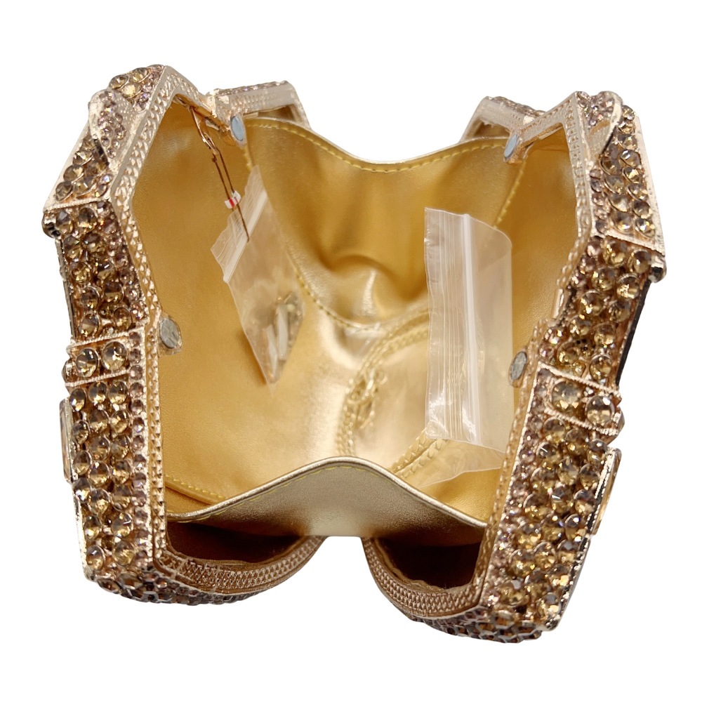 Bolsa de cristal de diamante hueco transfronterizo para la cena, bolsa de noche europea y americana, embrague de piedra