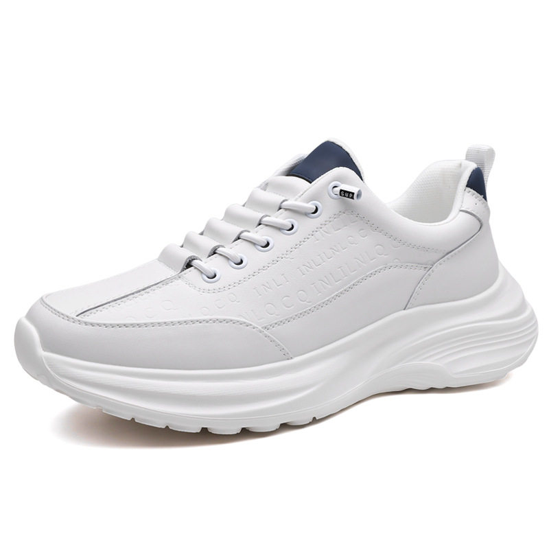 Giày thể thao nam da lộn nhẹ đế mềm phong cách casual, gót 3–5 cm — H6609 màu trắng, H6609 màu đen