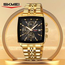 时刻美多功能小三针计秒商务男表防水日历夜光不锈钢带腕表批发