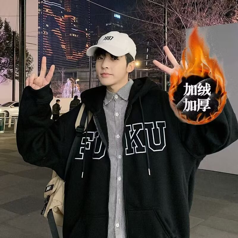 2025新款美式印花字母卫衣男百搭休闲男士外套港风潮流运动卫衣男