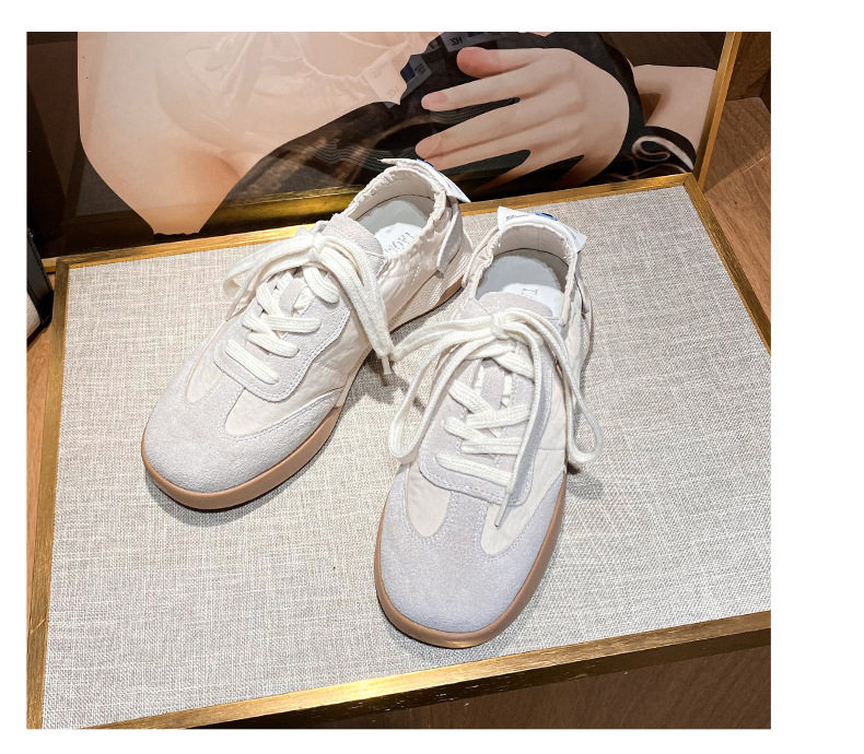 Giày sneaker nữ da thật phối lưới kiểu ballet, đế cao su chống trượt, dây buộc — Màu hồng, Màu mơ, Màu vàng chi tiết 29