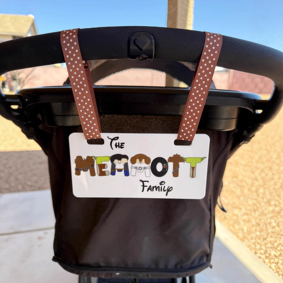 Personalizado acrílico apellido cochecito logotipo parque de atracciones temático cochecito logotipo