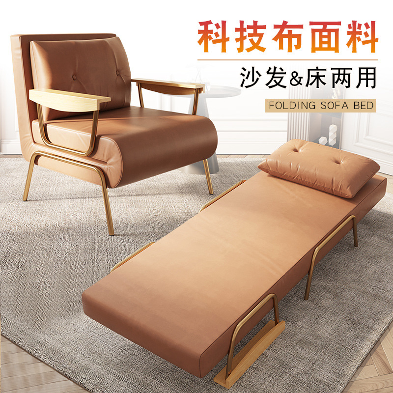Folding Single Bed for Office Nap, Simple Bed for Companionship, Foldable Dual-Use Sofa Bed