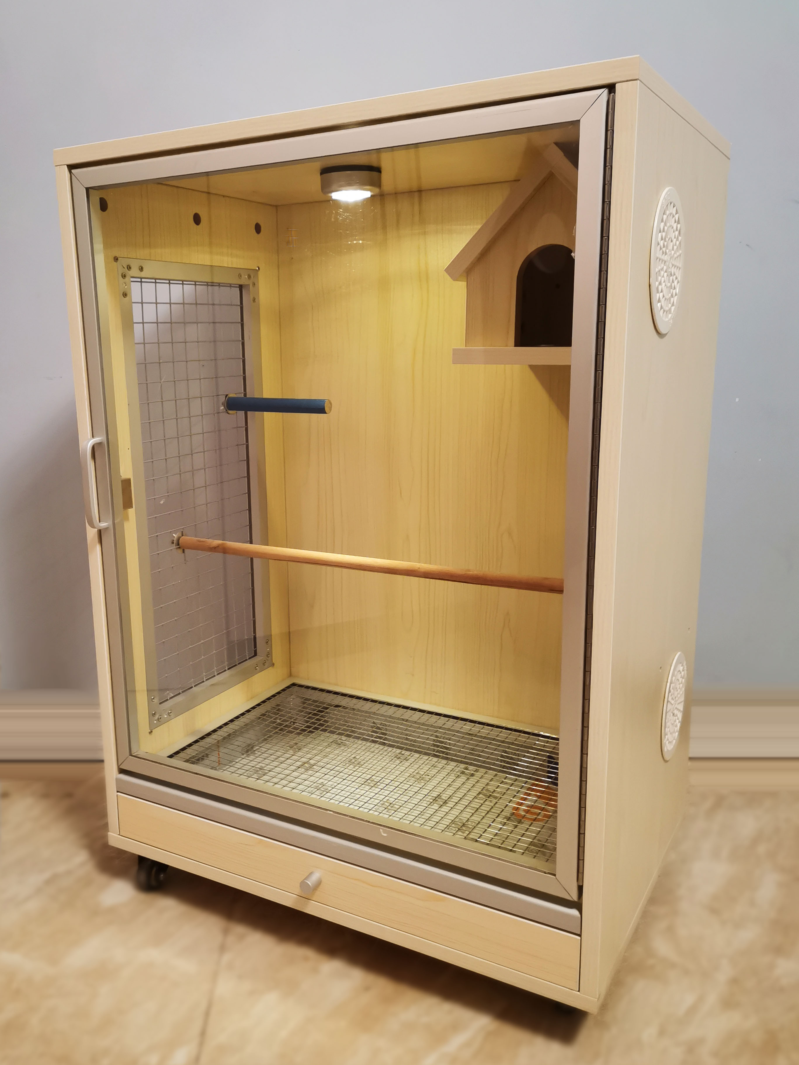 芈时柒家用实木鹦鹉笼鸟笼成年玄凤鹦鹉笼子繁殖观赏笼DIY造景笼-阿里巴巴