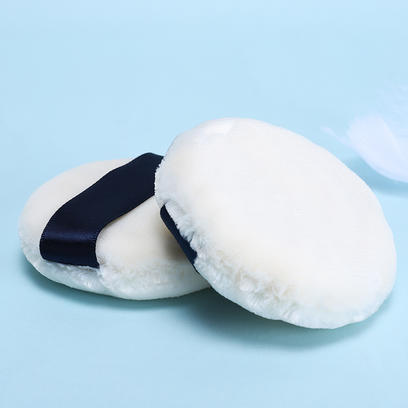 Polvo de terciopelo de doble cara soplo algodón suave terciopelo de cristal redondo grande polvo seco miel en polvo maquillaje soplo