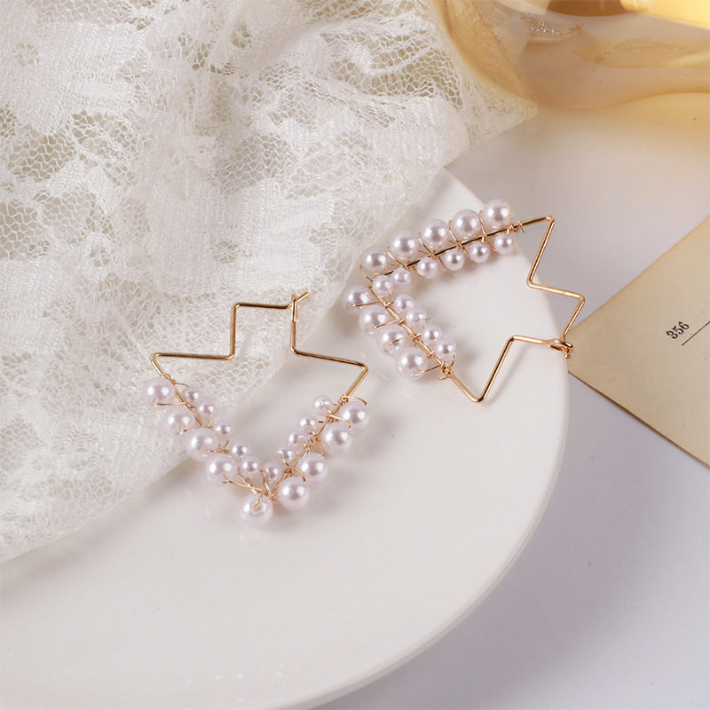 3g Weight Earrings Classification Wedding, Travel Occasion Women'S Gender Gold Color Fashion Geometric Arrow Tassel Pearl Earrings 2