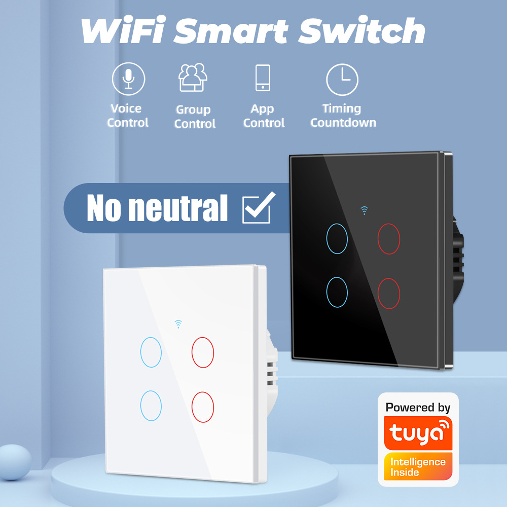 WIFI switch single live wire touch graffiti smart wall light voice timing tempered glass European standard wall switch