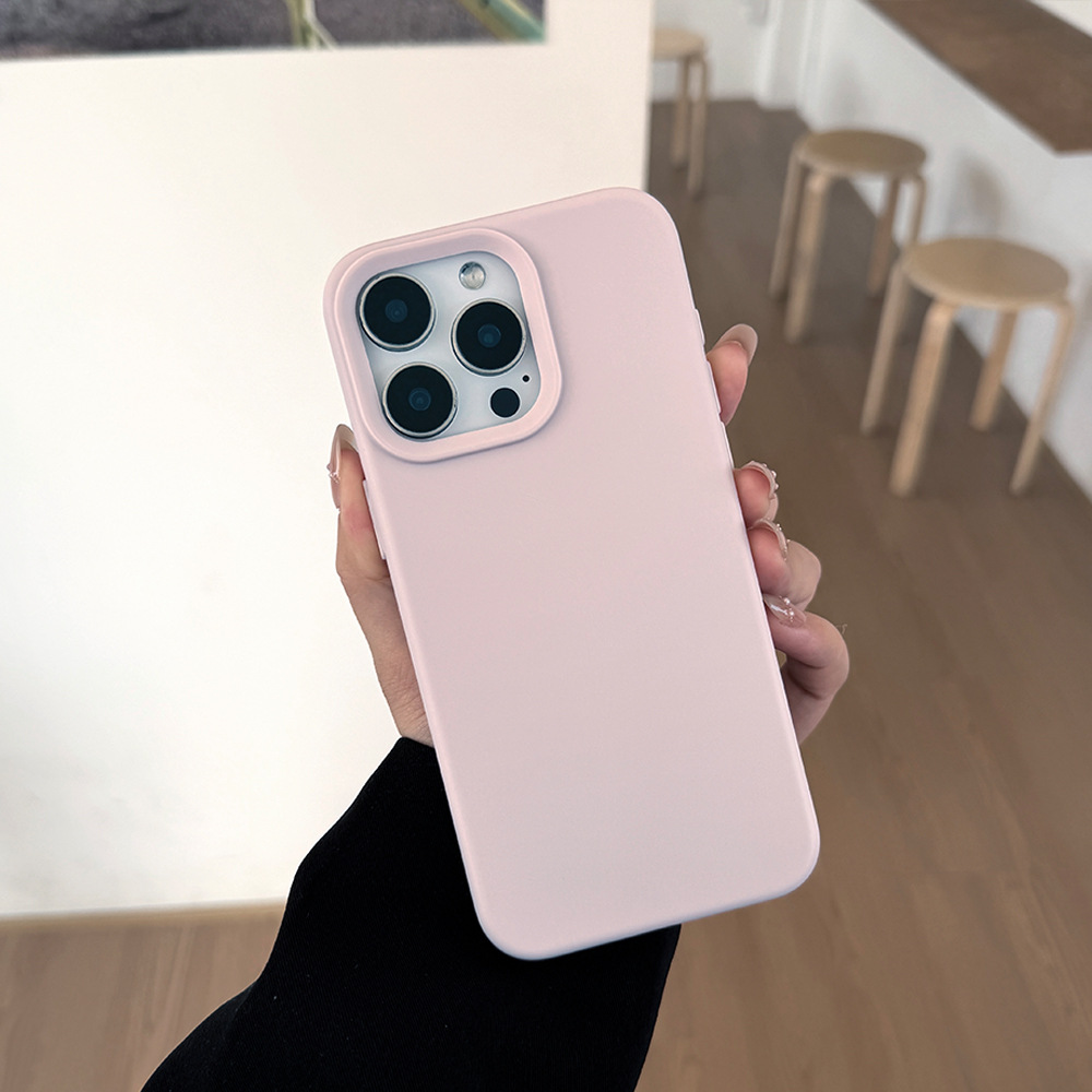 Funda protectora de silicona anticaídas para iPhone 15 Pro, 13 y 17, de color puro y tacto piel, estilo simple, todo incluido.
