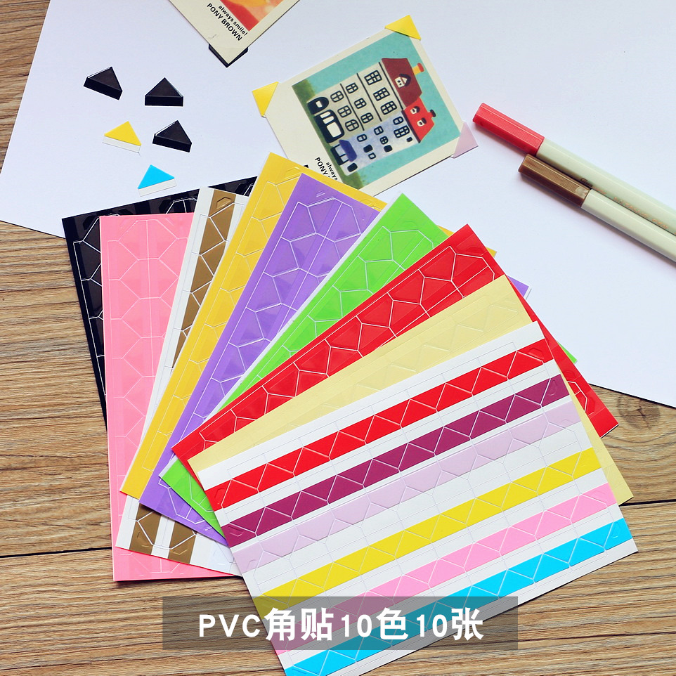 10가지 색상 10매 PVC 코너 스티커 102개