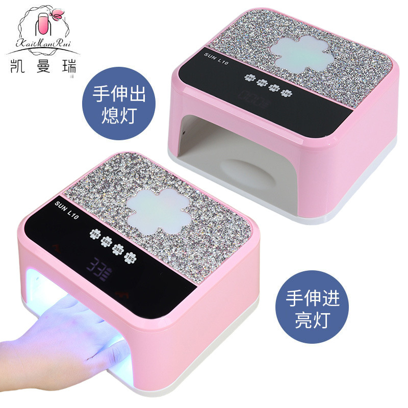 Comercio exterior lámpara de manicura de diamantes almacenamiento de energía LED luz de fototerapia de inducción inteligente goma de manicura tienda de manicura recargable lámpara de manicura