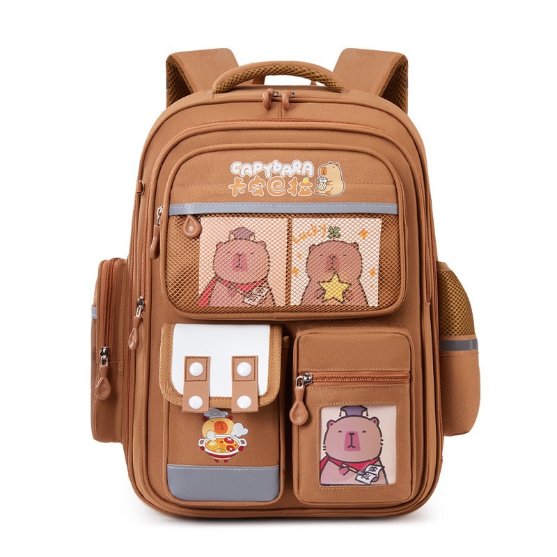 La nueva mochila de Kapibala es infantil, lindo, niño y niña, escuela primaria, mochila escolar, grado 1-6, mochila de reducción de carga, dibujos animados 5