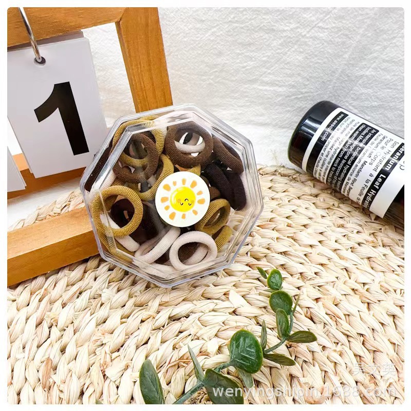 2024 color caramelo cuerda de cabello caja octogonal de banda de goma para niños cabello anillo de cabello cuerda de cabeza dulce lindo pequeño fresco