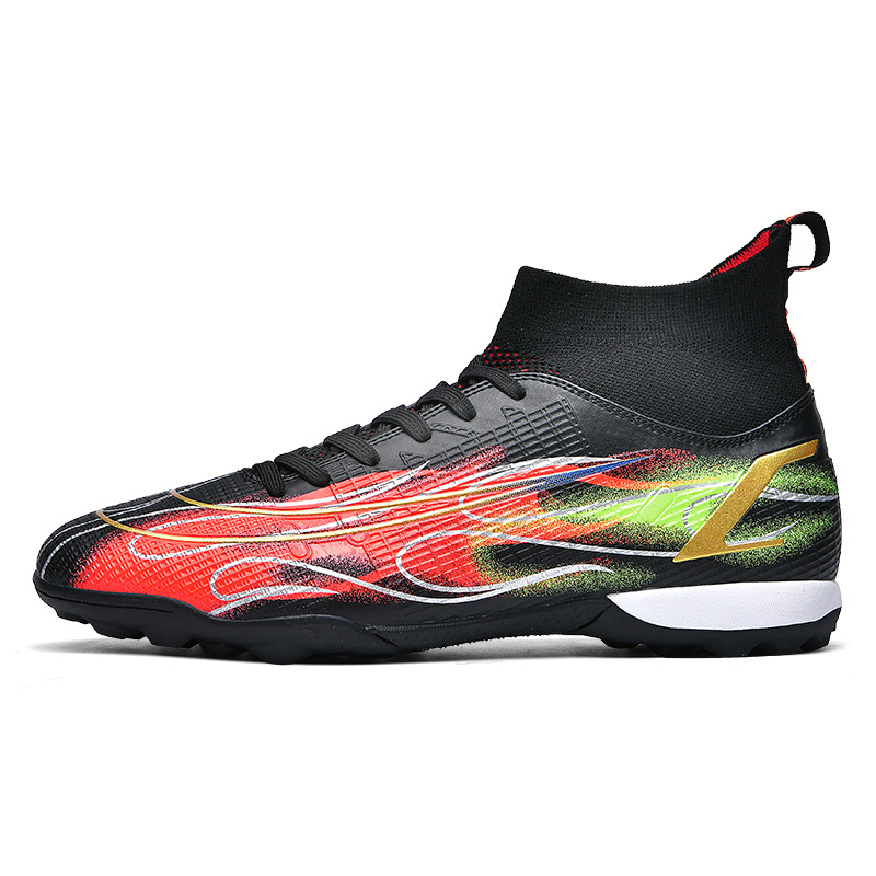 2023 Comercio exterior transfronterizo de alta-top zapatos de fútbol de los hombres al por mayor sin conexión FG uñas largas TF roto estudiante niños zapatos de entrenamiento