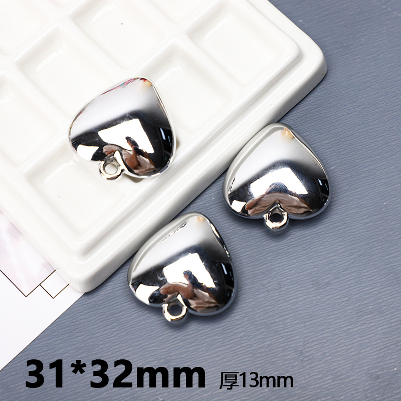 31 * 32mm acrílico brillante pintura galvanizado UV amor colgante pintura horneada colgante de corazón de melocotón brillante pendientes bolsas colgantes joyas