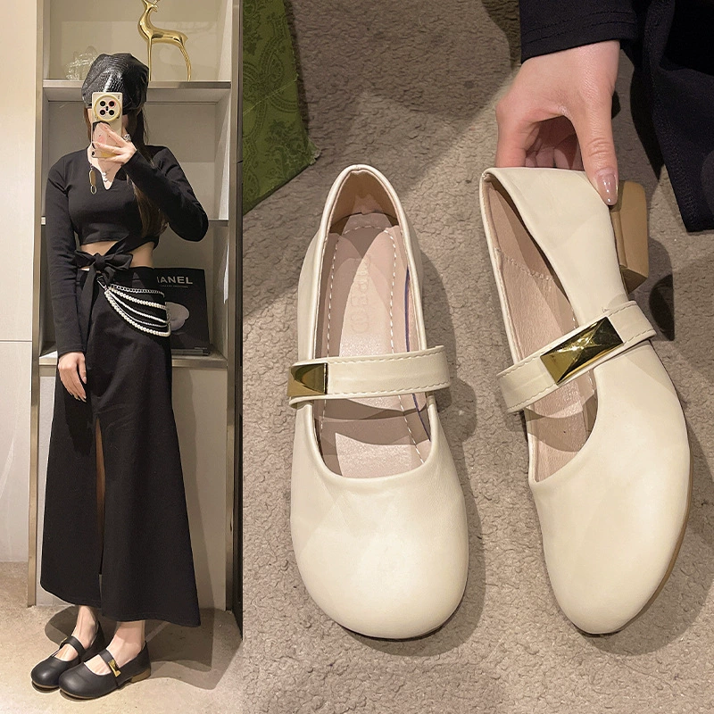 Женские туфли Мэри Джейн весной 2025 года корейская версия нового повседневного комфорта прилива с круглой головой, низким каблуком, мягким подошвом, одиночные туфли для женщин