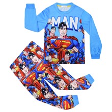 长袖新款套装 美国队长卡通印花 中大童家居长袖+长裤套装7992
