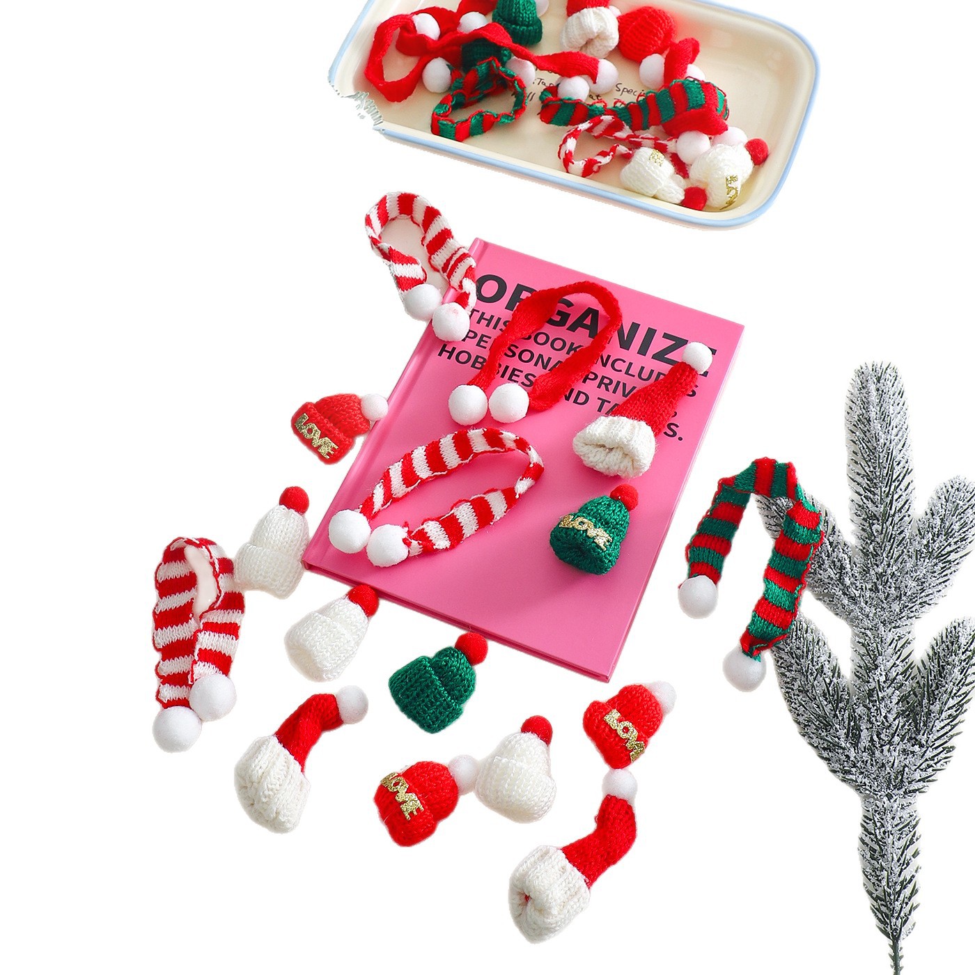 Decoración de árbol de Navidad de siete colores de cordillera de seda pequeña flor de embalaje floral florista diy hecha a mano