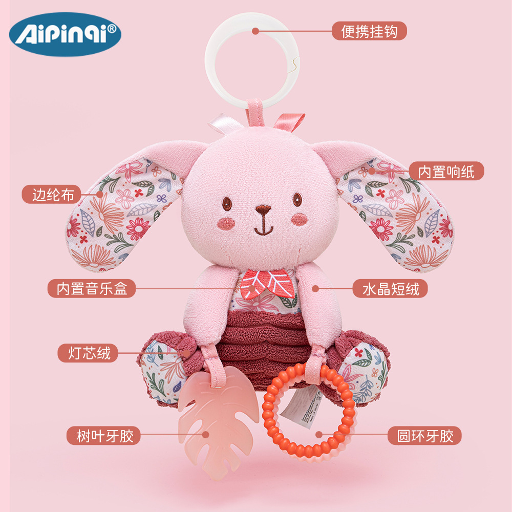 Aipinqi nueva campana rosa para bebés pacificadores muñecas de peluche para bebés tornos de música campana juguetes en stock