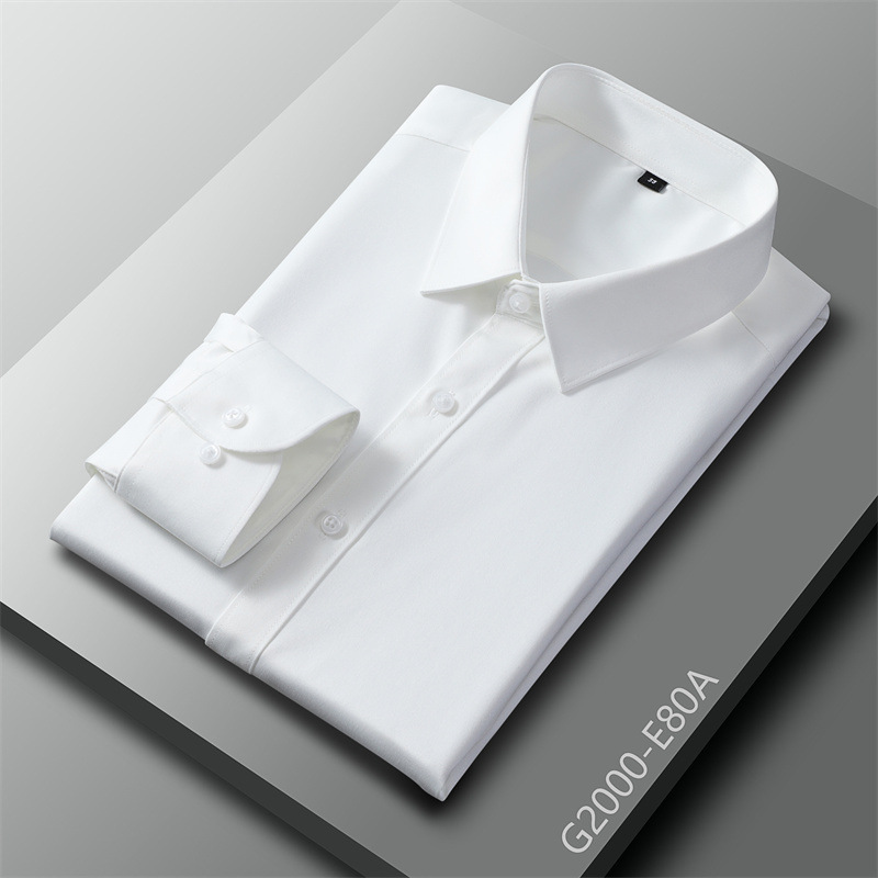 Cross-Border Large Size Shirts Men's Long-Sleeved Slim Solid Color Shirts Casual Business Workwear Professional Anti-Wrinkle Amazon