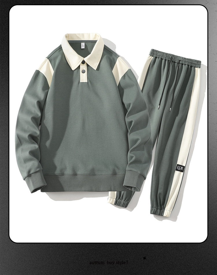 Herren Trainingsanzug Mit Langarm Poloshirt Und Freizeithose_voghion.com