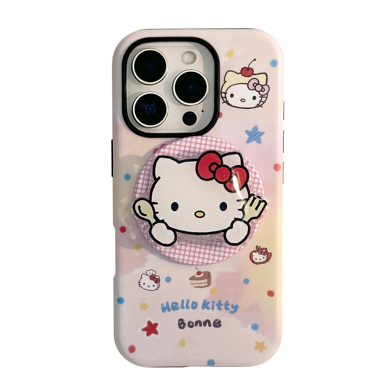 少女粉猫咪磁吸支架适用苹果17手机壳iPhone16promax菲林11代发15|undefined