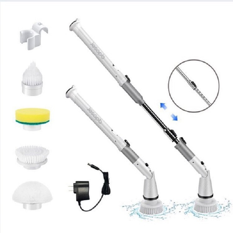 Cross-Border Multifunctional Electric Cleaning Brush Rechargeable Cleaning Brush Telescopic Rod Brush Living Room Kitchen Cleaning Rotating Mop