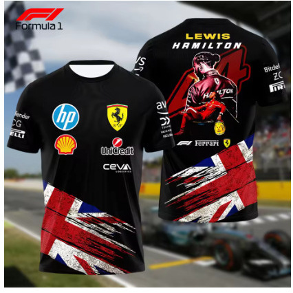 Men's F1 Ferrari Racing Team Short-Sleeved Quick-Drying T-Shirt, Breathable and Comfortable, Suitable for Sports