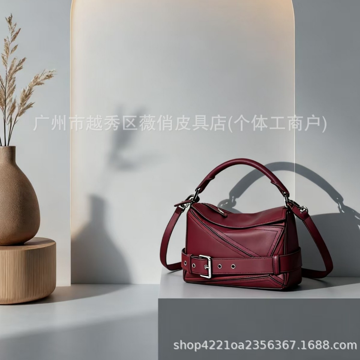 2025 Autumn Top Grain Cowhide Puzzle Geometric Motorcycle Bag Genuine Leather Women's Large Capacity Crossbody Handbag - Thumbnail 3