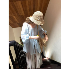 会呼吸的防晒’苎麻/天丝轻盈感灯笼袖上衣女两面穿防晒小衫圆领