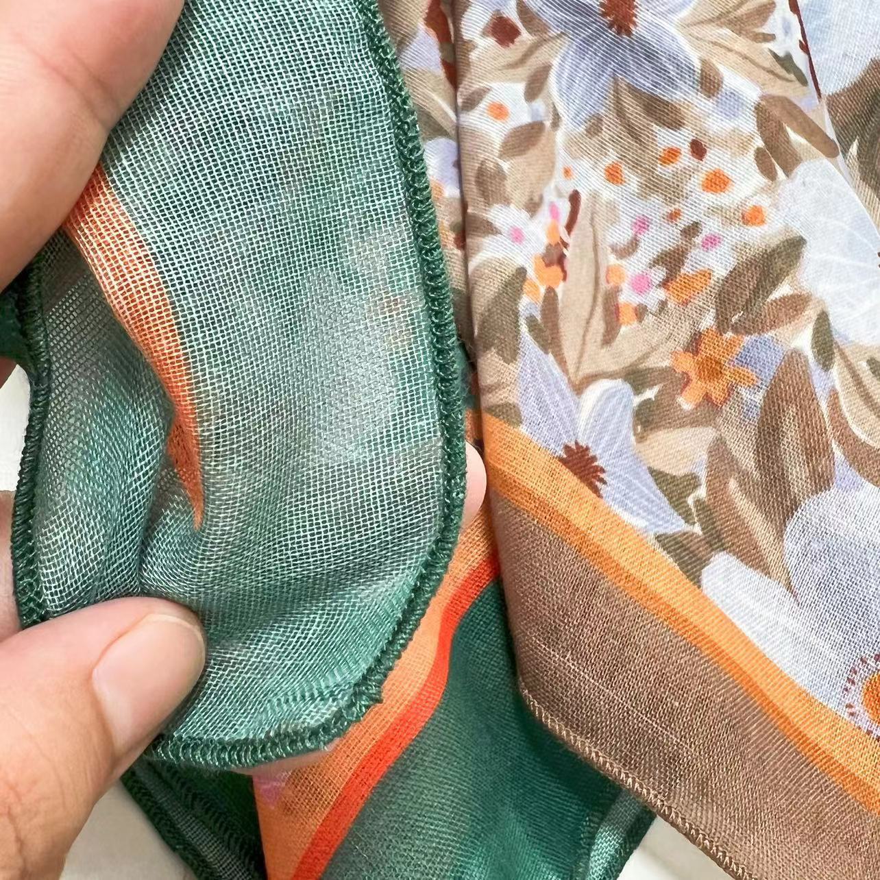60g Weight Kerchief Classification Daily Occasion cotton and linen Material Flower Pattern Summer Season Women's Gender IG Style Style Women's IG Style Flower Cotton And Linen Kerchief 74