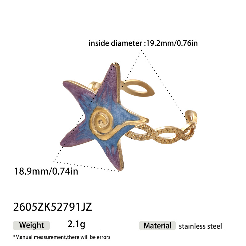 TENA estrellas de mar transfronterizas de acero inoxidable goteo de aceite anillo de rosca de mar nicho serie de mar in viento joyas mujeres