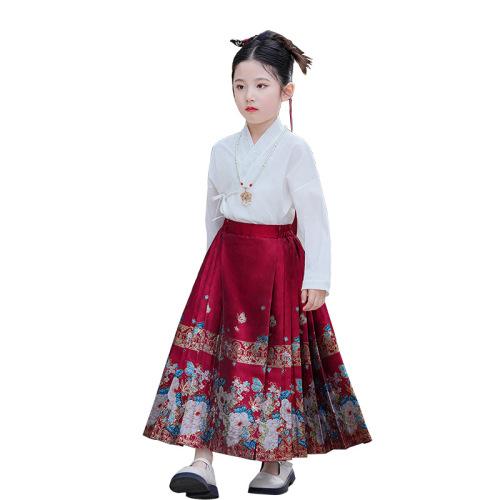 Children's Hanfu Spring and Autumn Style Butterfly Parent-Child Mamian Skirt Set 2024 Mother and Daughter Ancient Style Tang Suit Adult Skirt