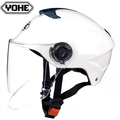Motorcycle Summer Sunscreen Breathable – Motosiklet kaskı (dəbilqə) - white-with-transparent-lenses-not-3c-free-size-54-60cm