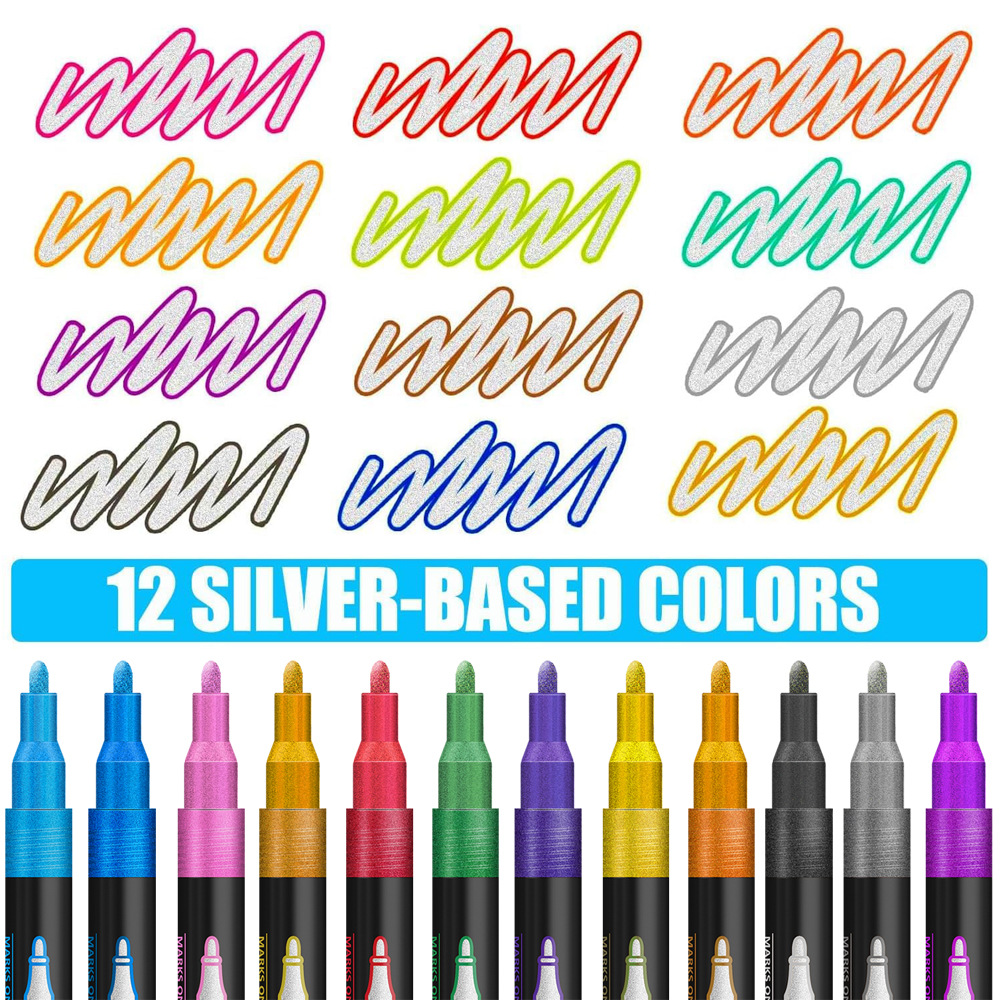 Transfronterizo venta caliente TEMU doble línea de contorno bolígrafo 48 color conjunto de cuentas de mano DIY creativo marcador bolígrafo marcador fluorescente