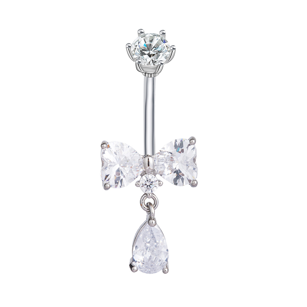 Belly Button Ring With Tassel Bow Zircon For Summer Jewellery_voghion.com