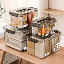 手提桌面透明收纳盒整理盒带盖零食杂物箱防尘置物塑料筐储物盒子