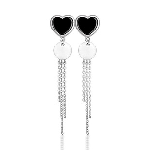 Natural A-Grade Jadeite S925 Silver Inlaid Ink Jade Heart Tassel Earrings Transparent Green Jade Fashion Women's Earrings Wholesale