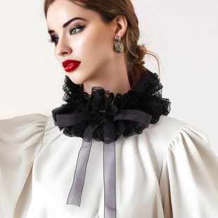 Retro Black and White Lace Fake Collar Scarf Collar Necklace Drama Opera Performance Clothing Accessories