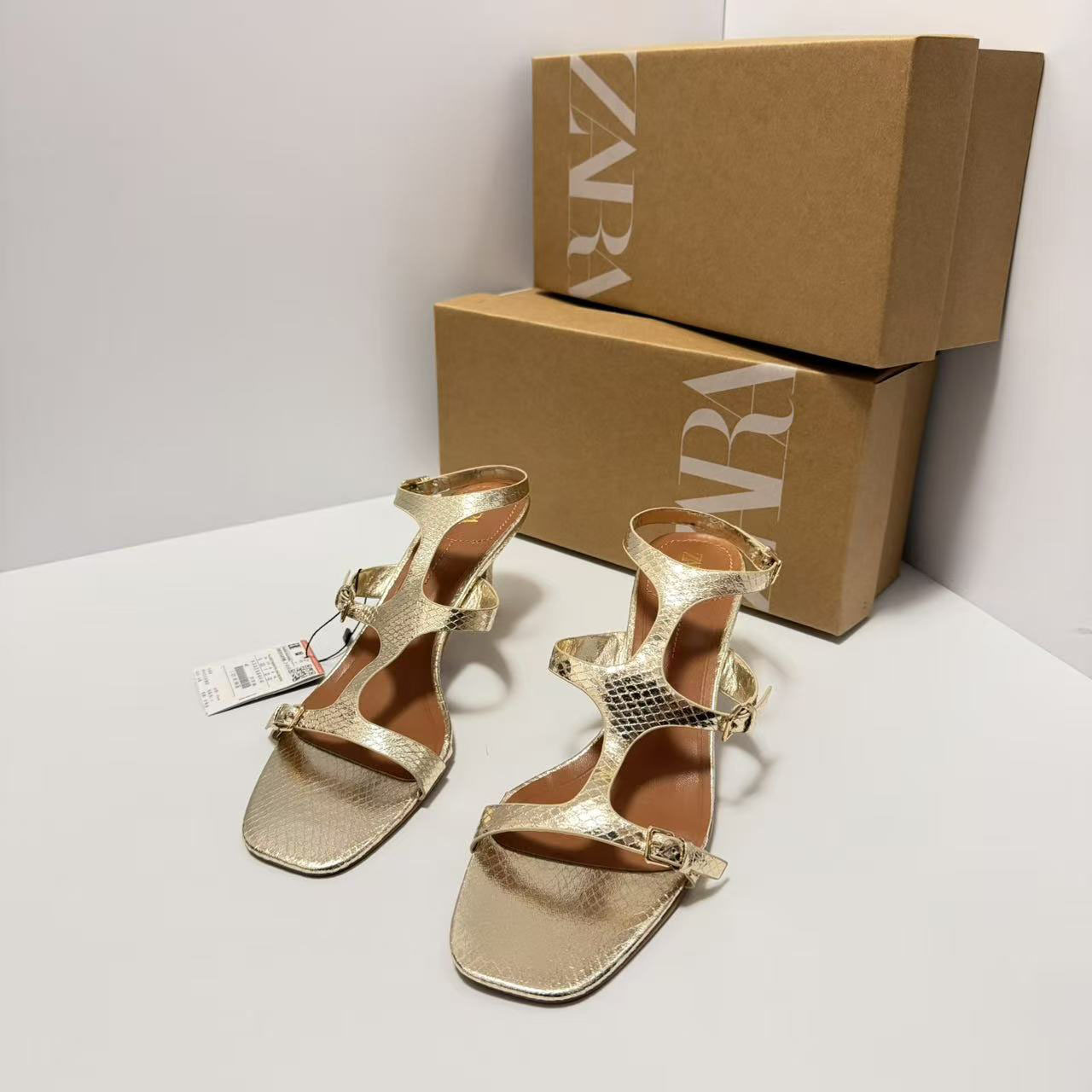 ZA Golden fashionable belt low-cut stiletto heels with a strap